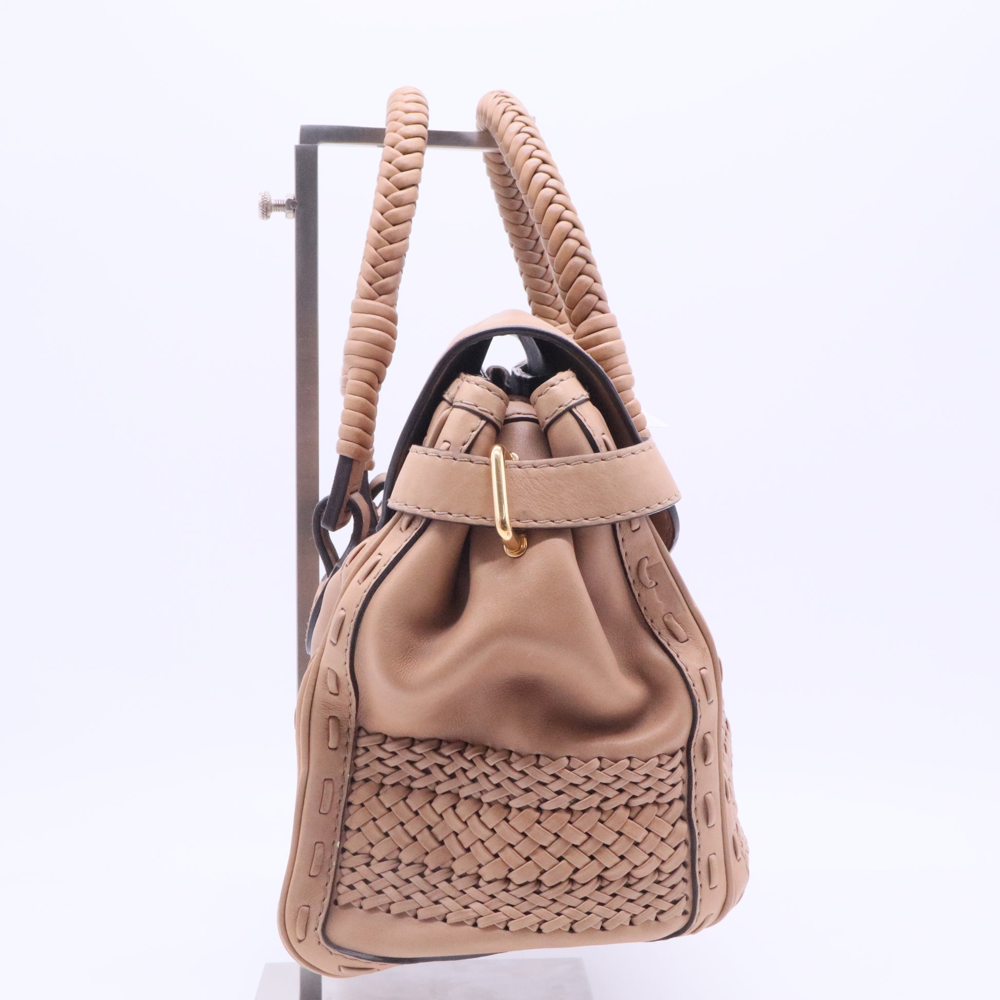 Gucci Brown Leather Medium Handmade Top Handle Satchel twins