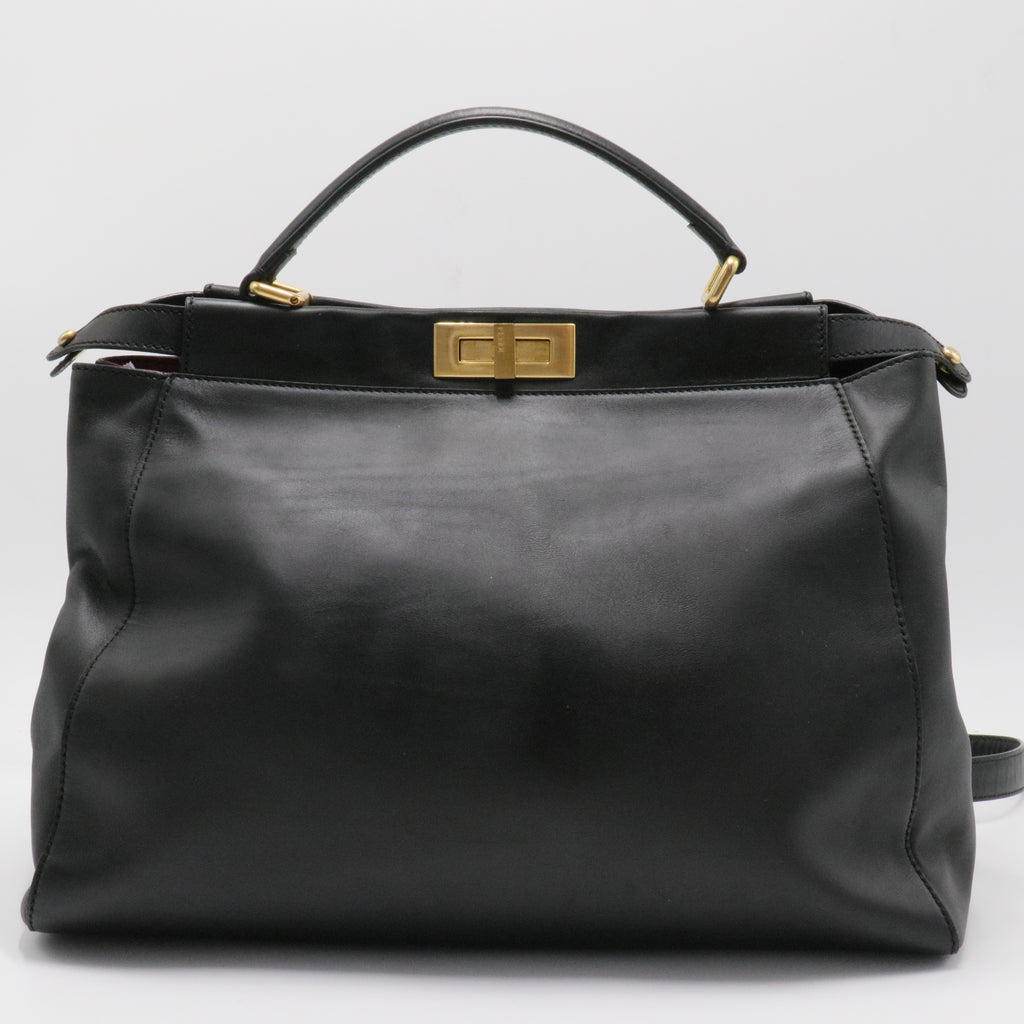 Peekaboo Bag Leather with Printed and Zucca Canvas Interior Large