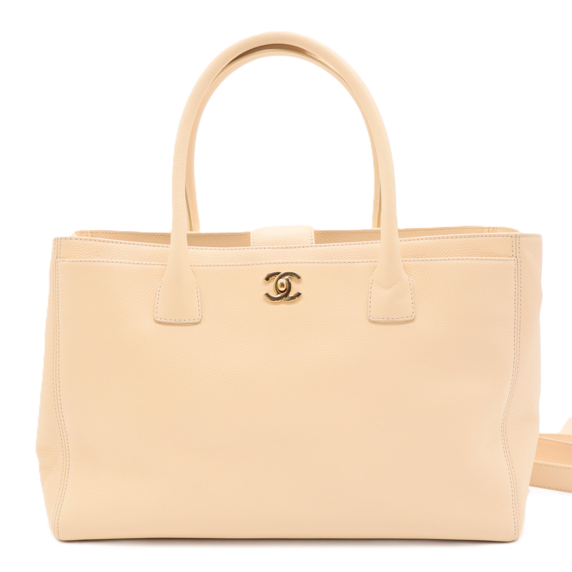Calfskin Cerf Executive Shopper Tote Beige Clair