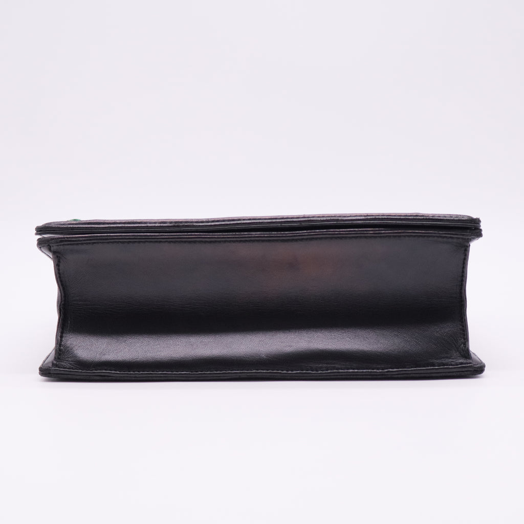 Diorama Embroidered Leather Shoulder Bag Black/Green/Blue twins