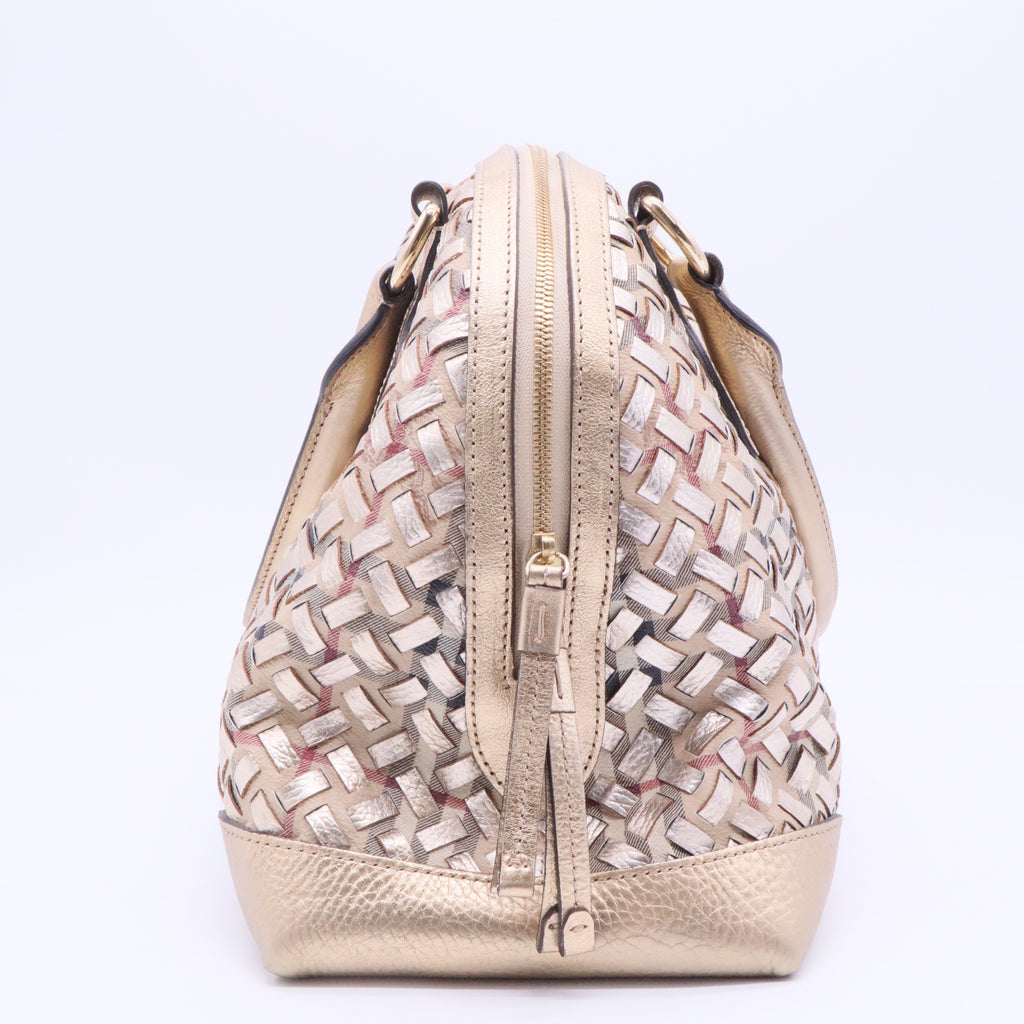 Metallic Gold Woven Haymarket Check Thornley Bag Twins