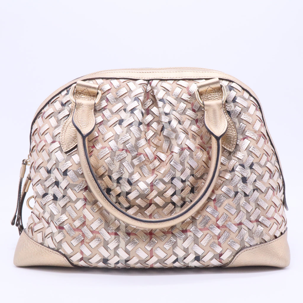 Metallic Gold Woven Haymarket Check Thornley Bag Twins
