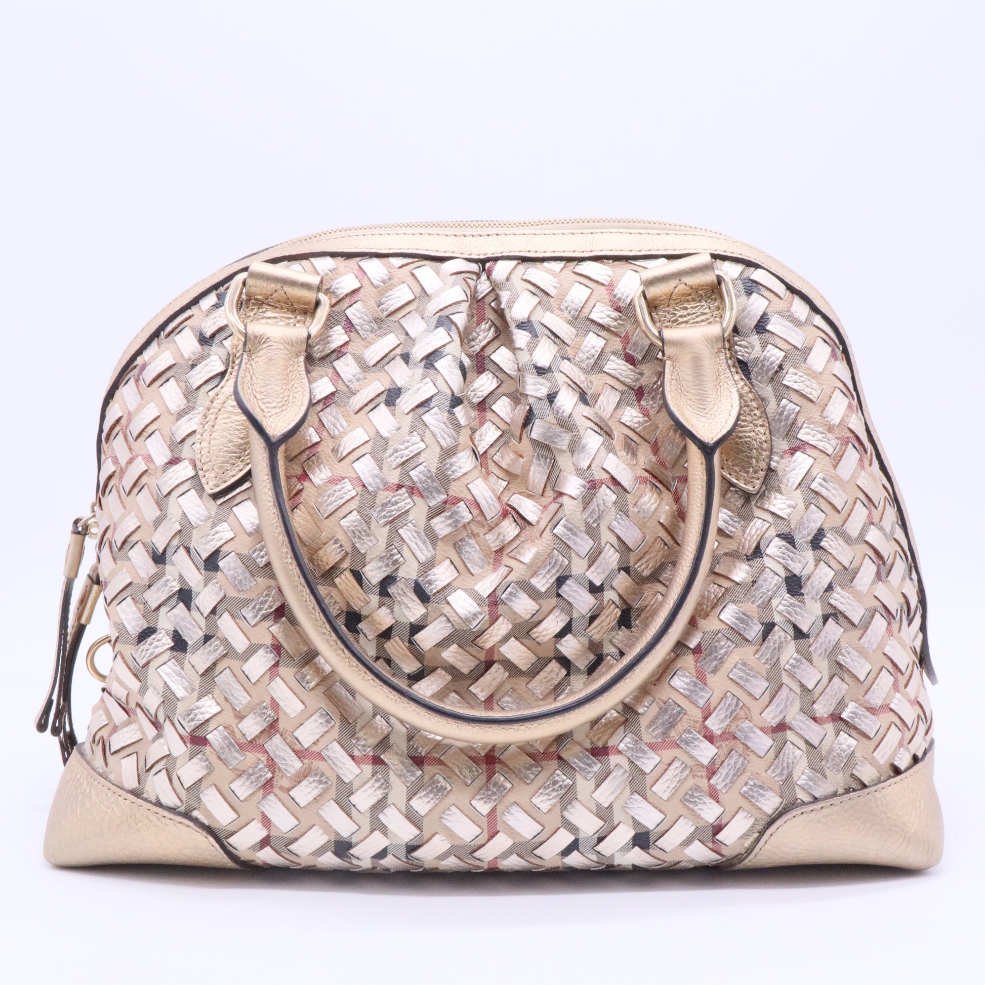 Metallic Gold Woven Haymarket Check Thornley Bag Twins