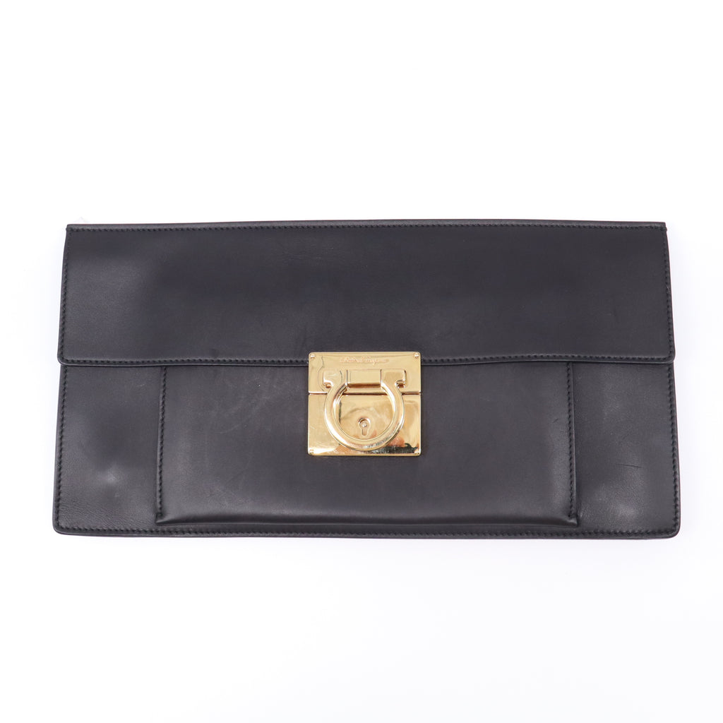 Salvatore Ferragamo Afef Lock Story Wristlet Clutch B22351