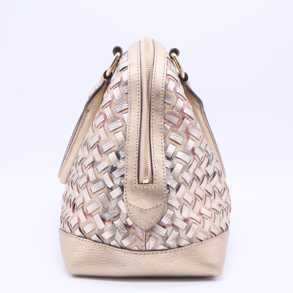 Metallic Gold Woven Haymarket Check Thornley Bag Twins