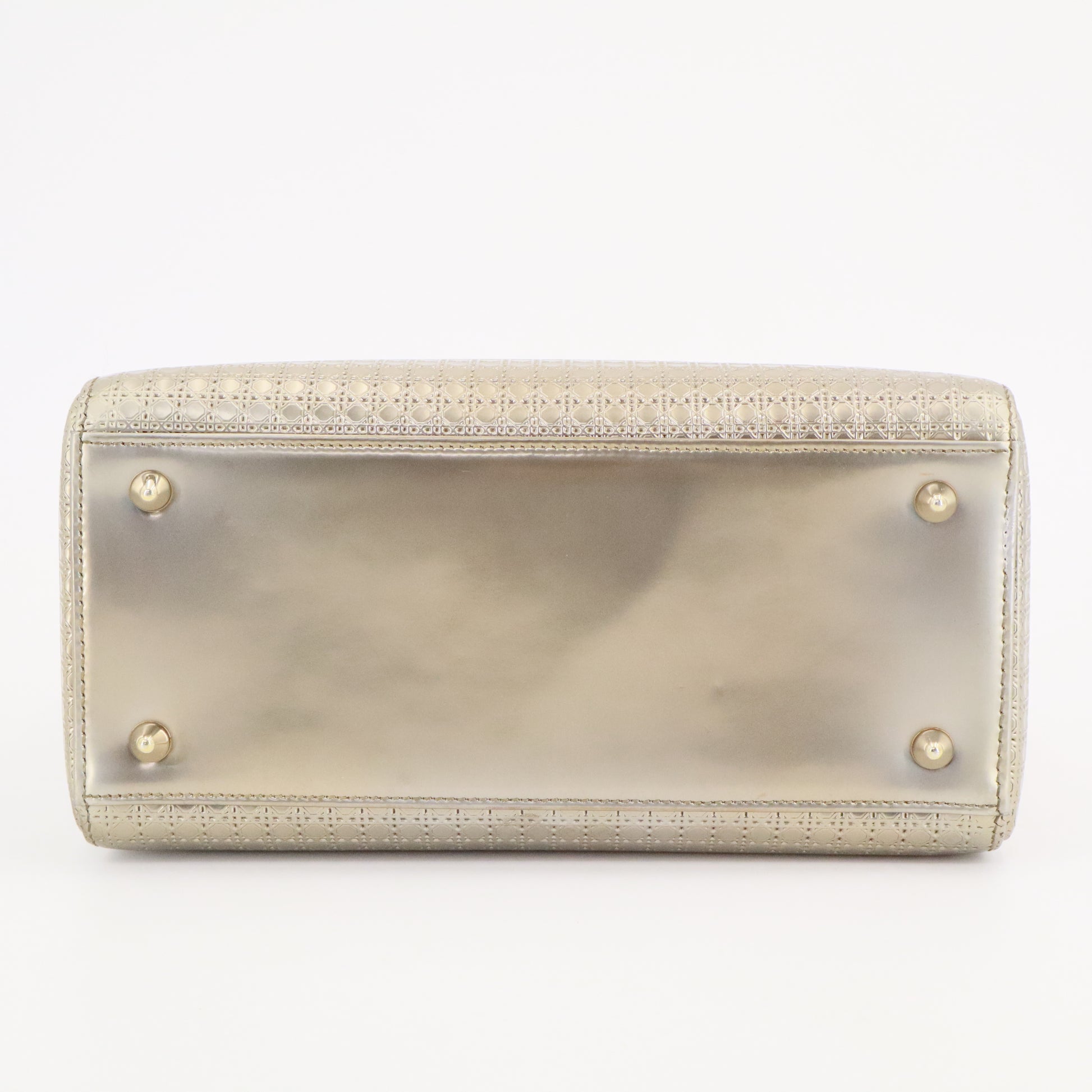 Gold Micro Cannage Patent Leather Medium Lady Dior Tote