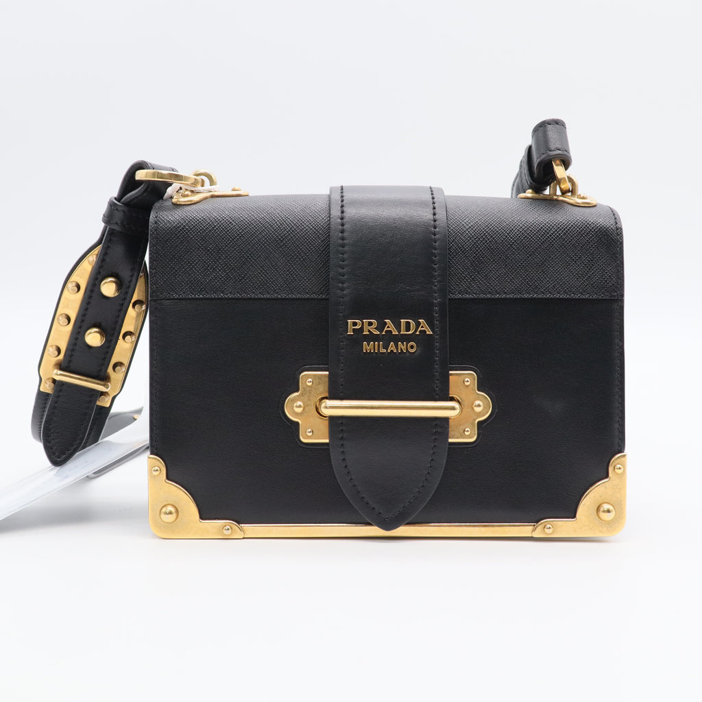 Black City Calf and Saffiano Leather Large Cahier Bag Twins LDJ3048