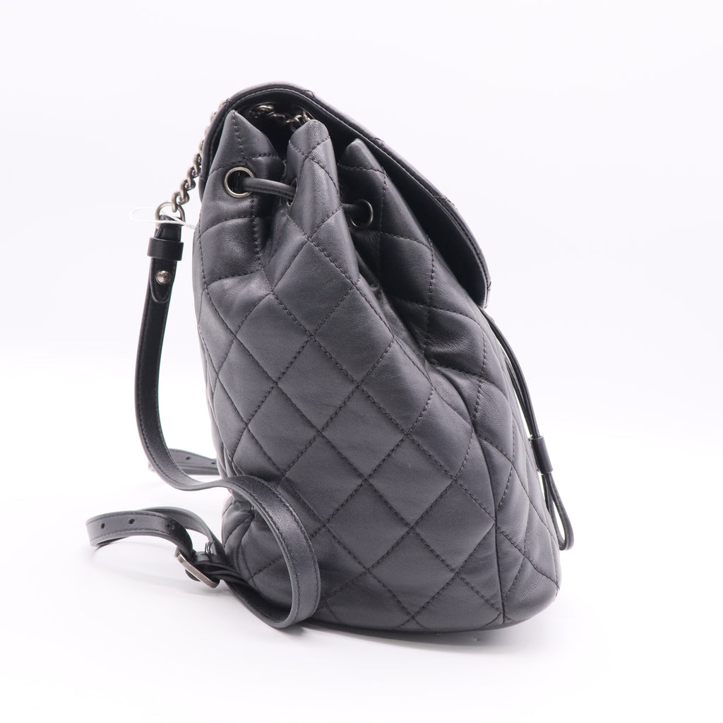 Chanel Black quilted lambskin backpack twins