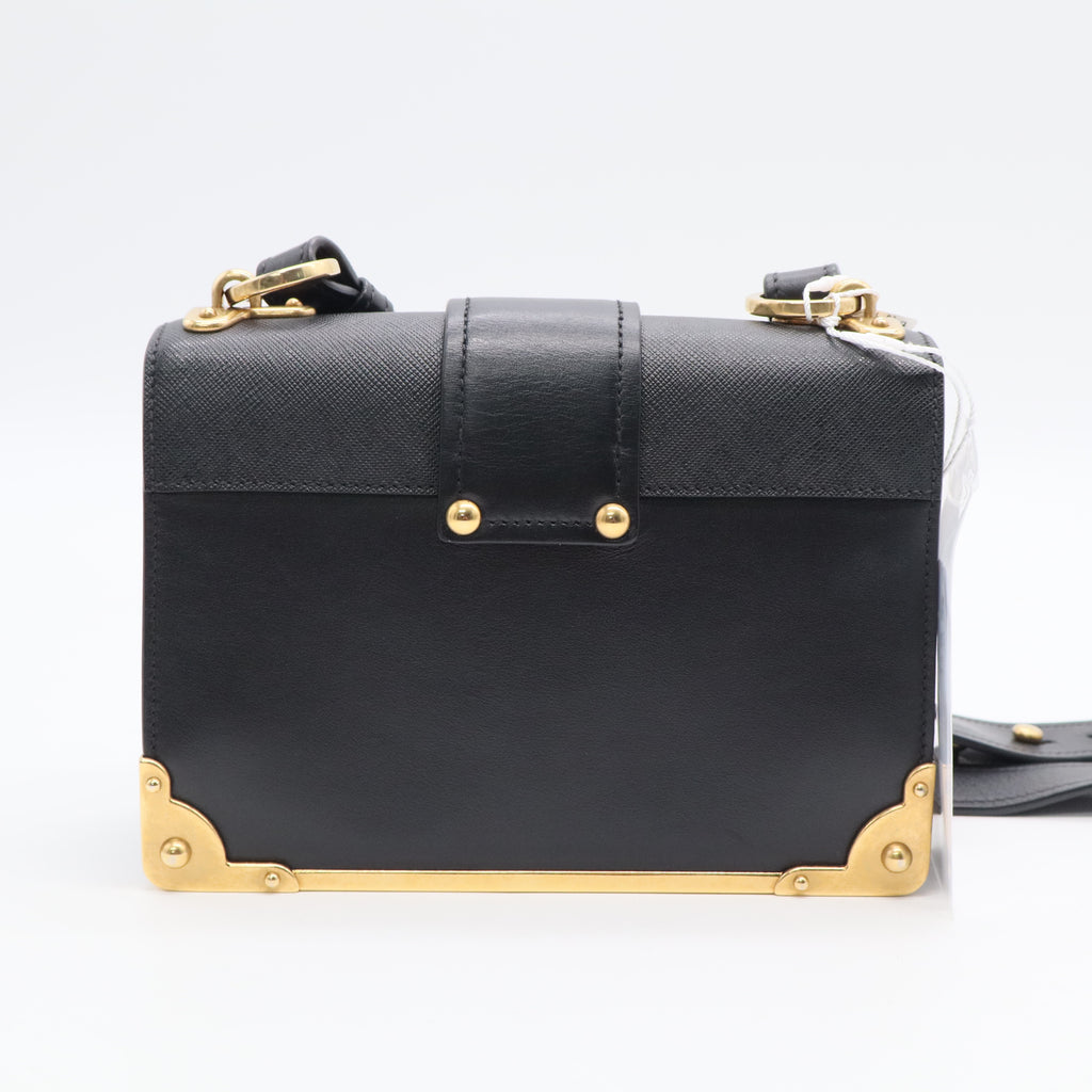 Black City Calf and Saffiano Leather Large Cahier Bag Twins LDJ3048