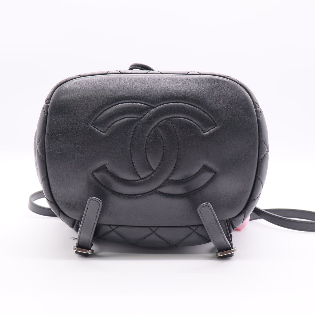 Chanel Black quilted lambskin backpack twins