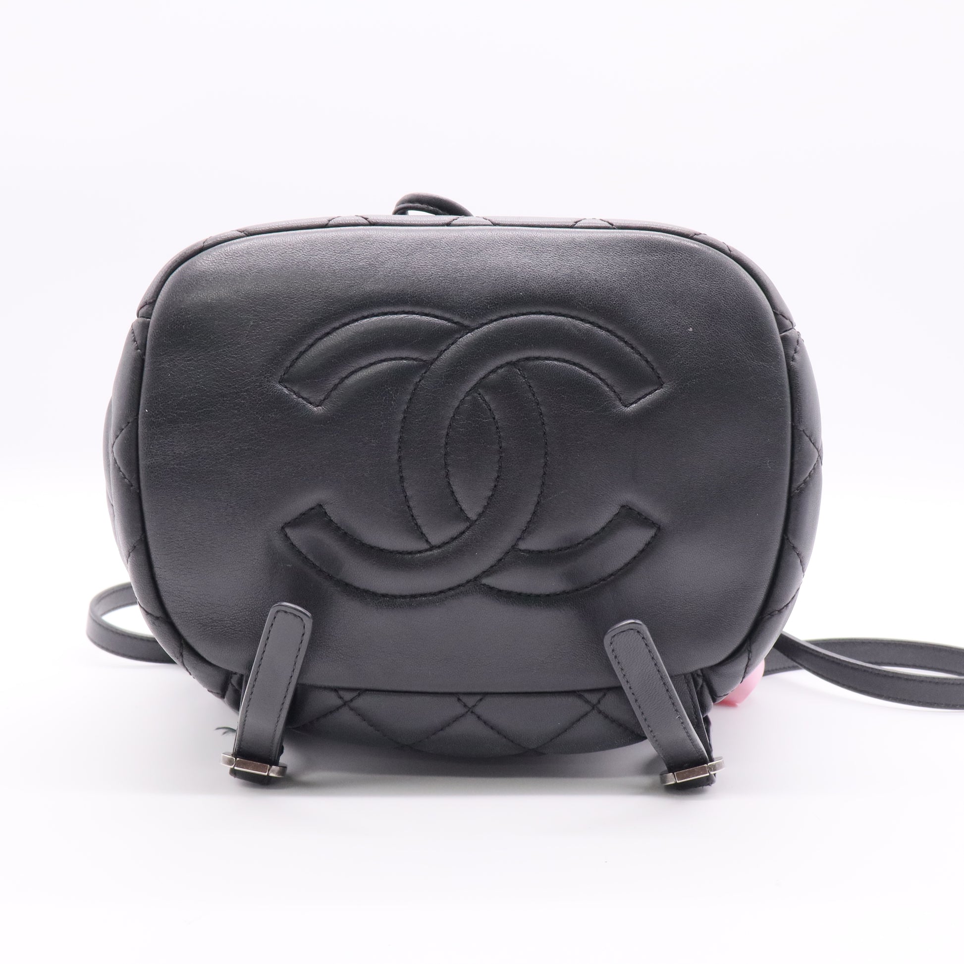 Chanel Black quilted lambskin backpack twins