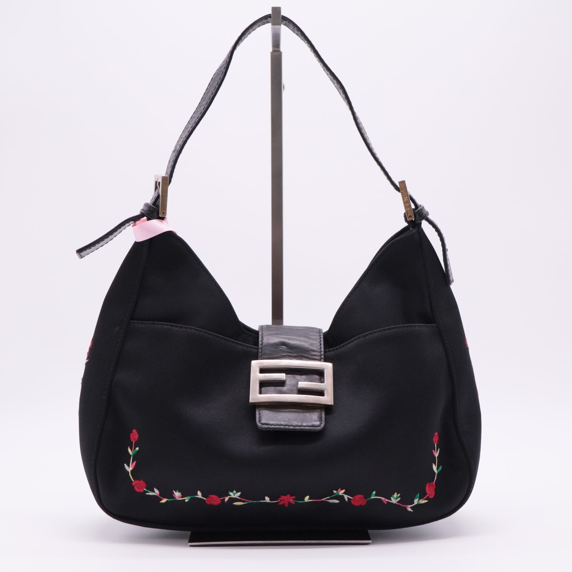 Baguette Small Embroidered Fabric Shoulder Bag twins