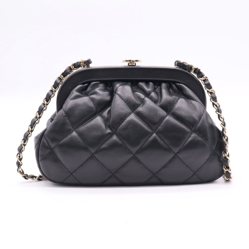 Chanel Leather Matelasse Shoulder Bag Black twins