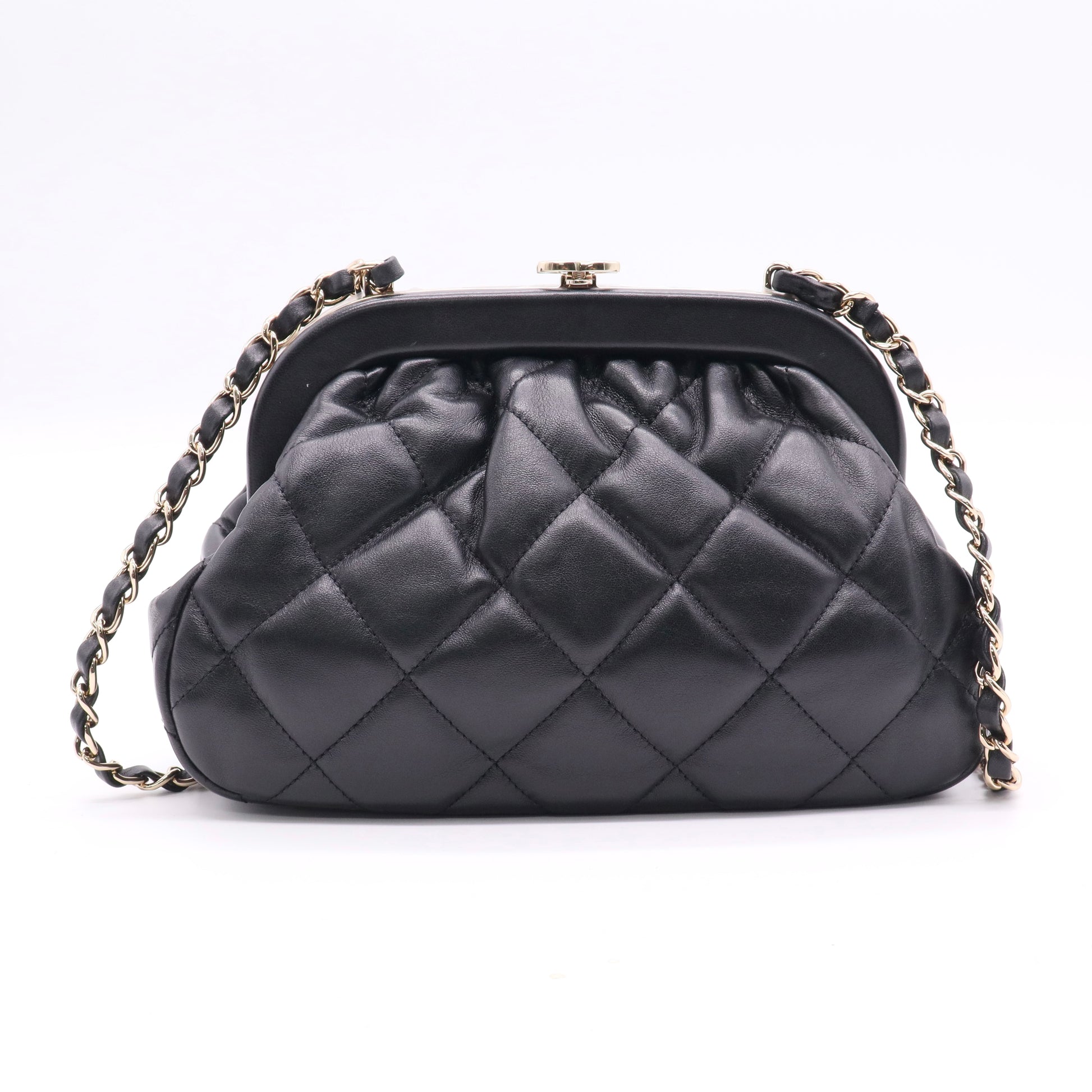 Chanel Leather Matelasse Shoulder Bag Black twins
