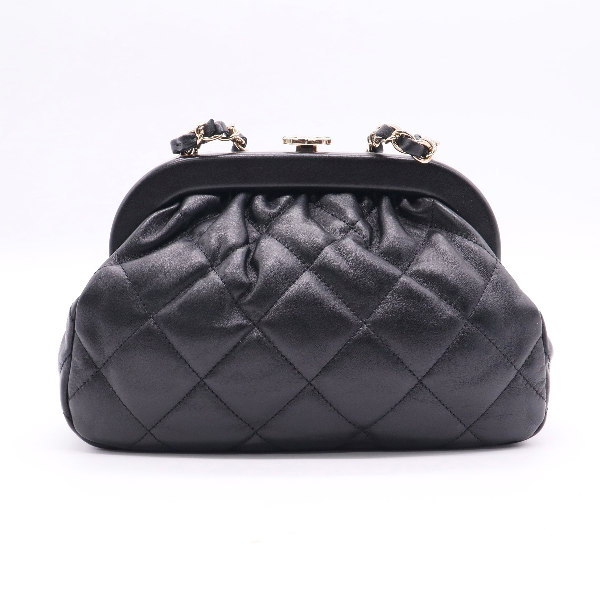 Chanel Leather Matelasse Shoulder Bag Black twins