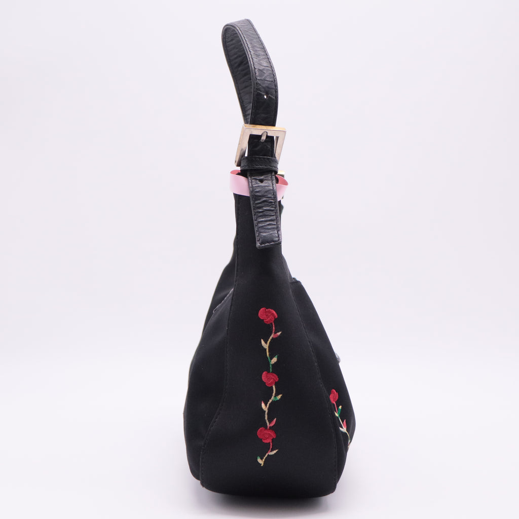 Baguette Small Embroidered Fabric Shoulder Bag twins