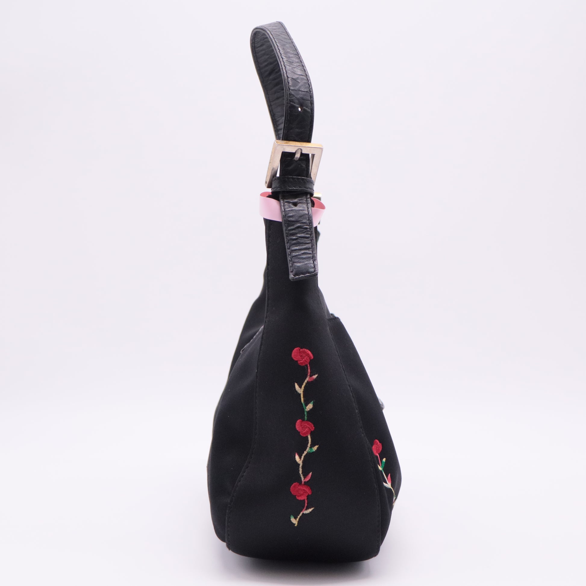 Baguette Small Embroidered Fabric Shoulder Bag twins