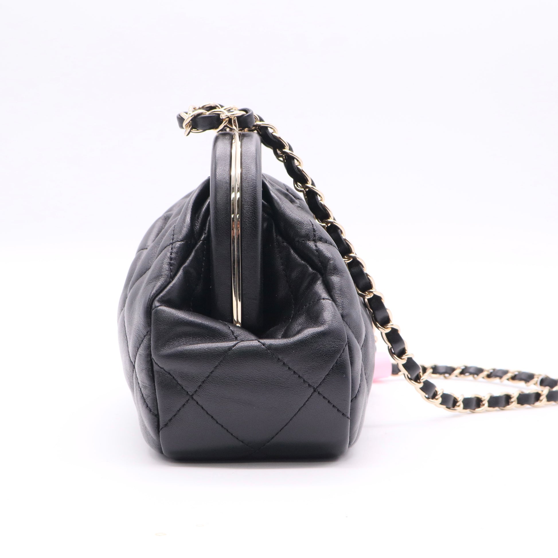 Chanel Leather Matelasse Shoulder Bag Black twins