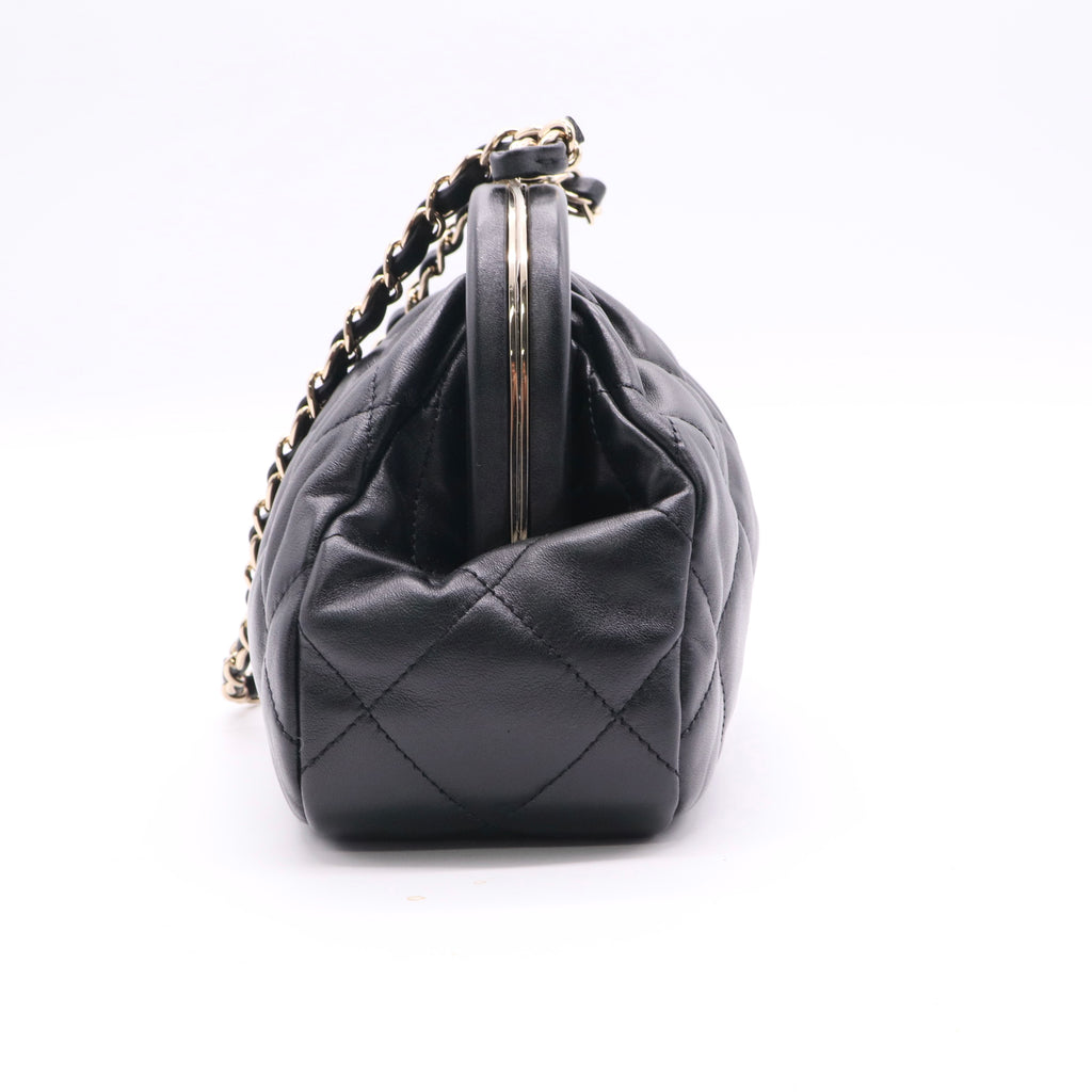 Chanel Leather Matelasse Shoulder Bag Black twins