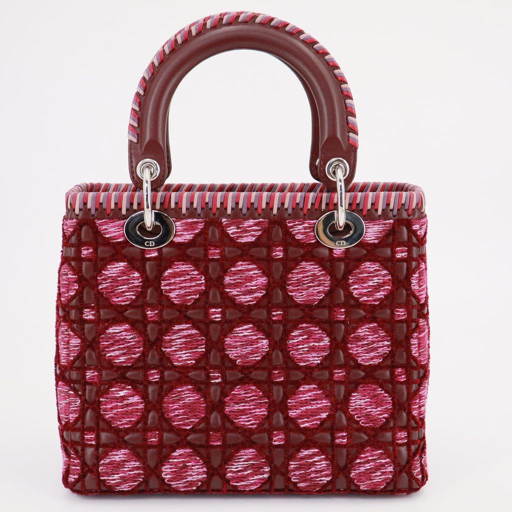 Tweed Lady Dior Medium Pink Leather With Tweed