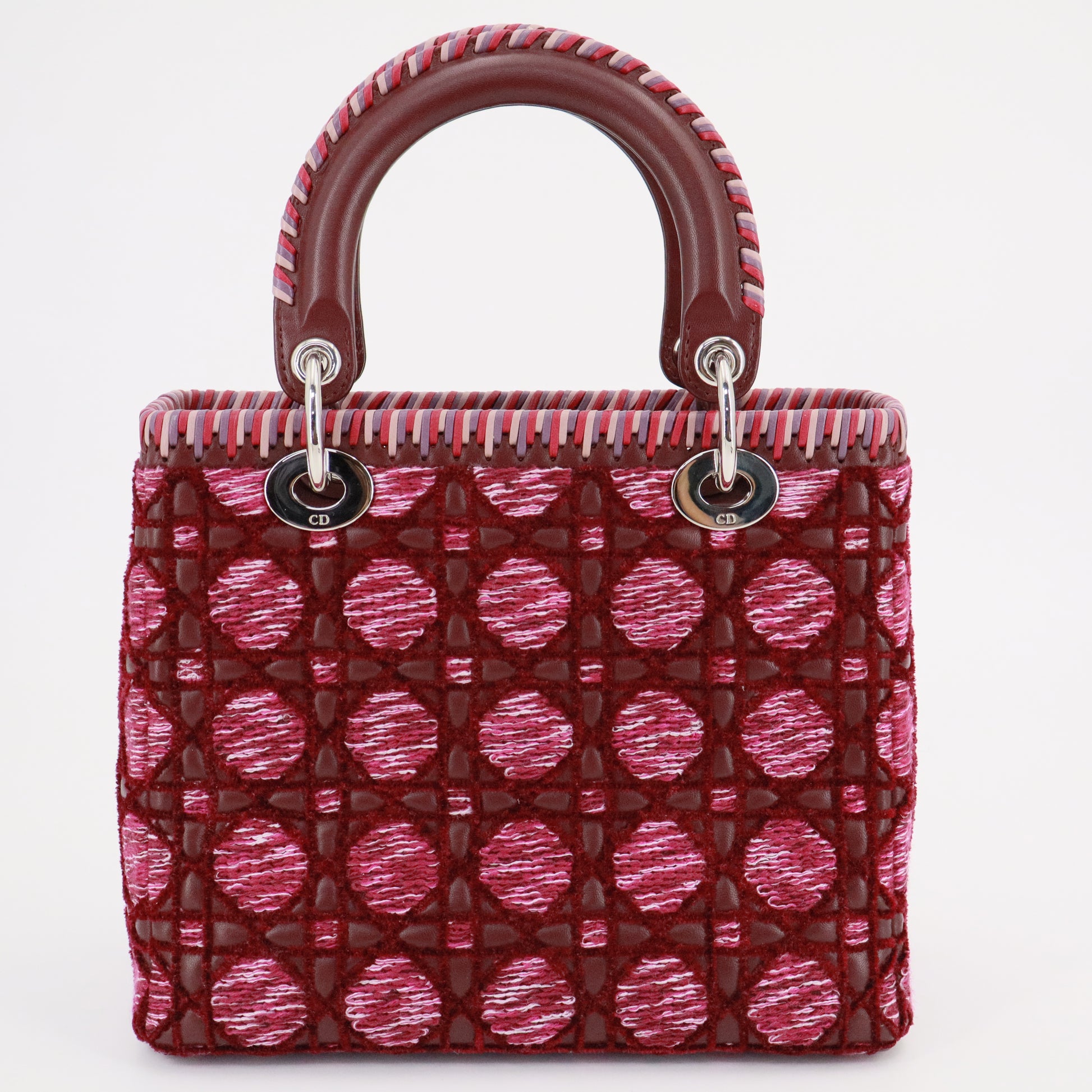 Tweed Lady Dior Medium Pink Leather With Tweed