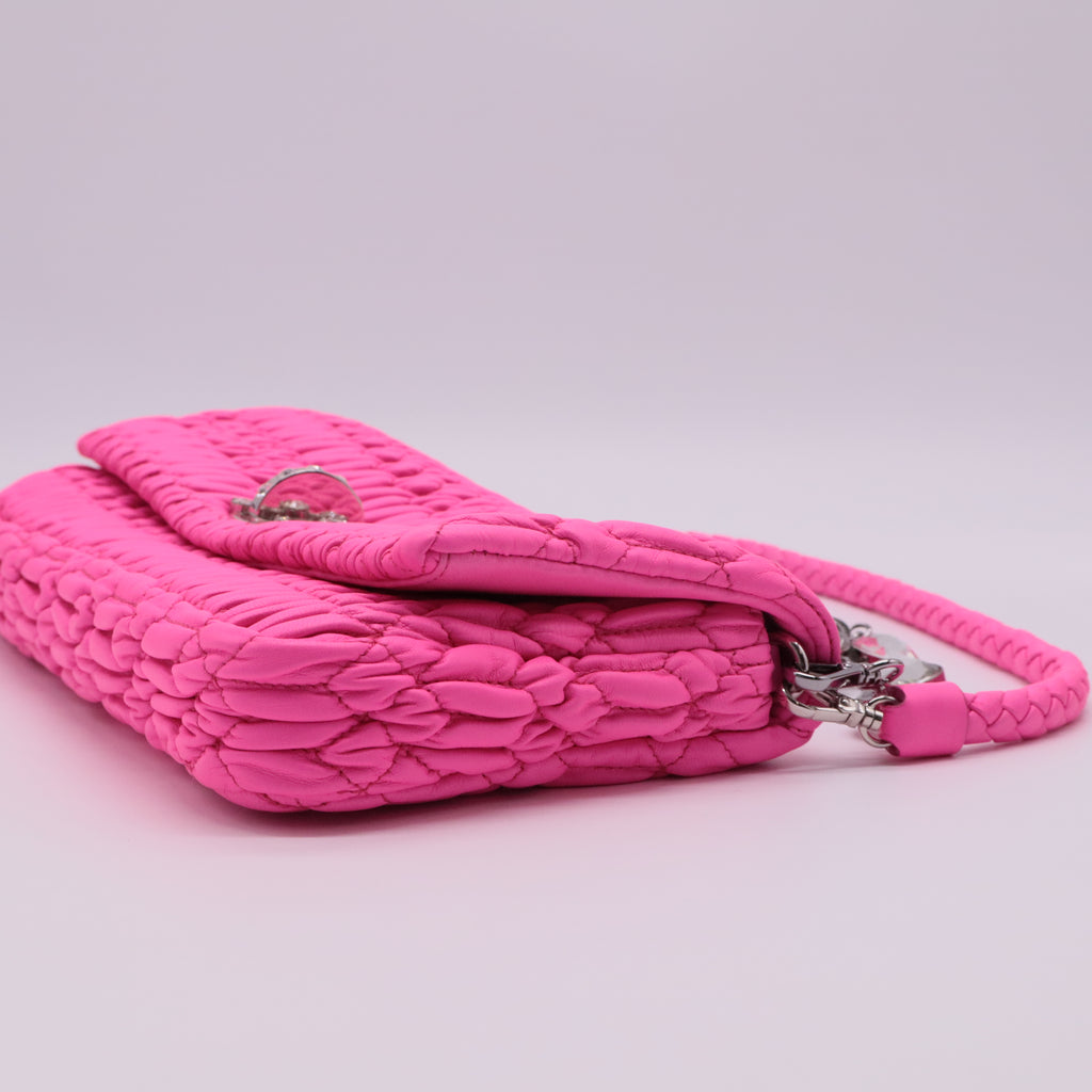 Matelassé Satin Crystal Chain Shoulder Bag twins