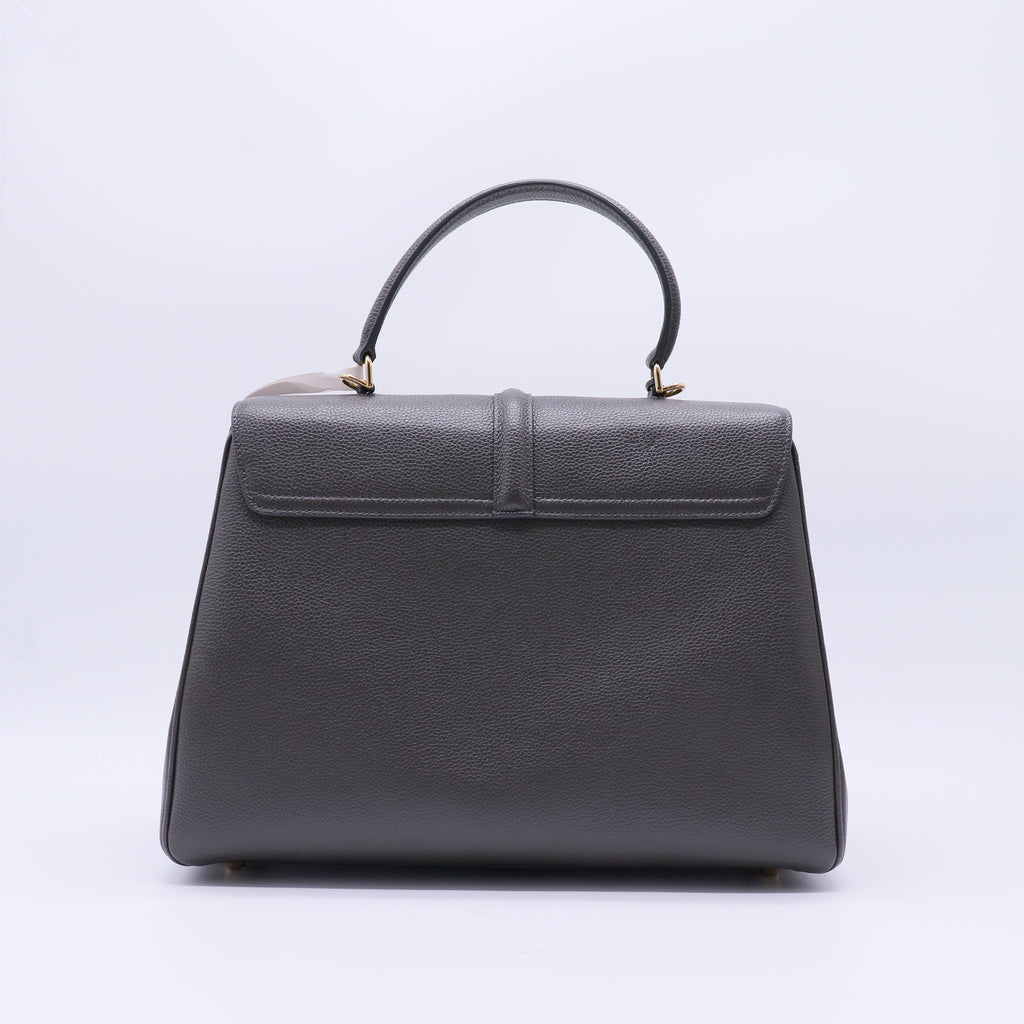 Grained Calfskin Medium 16 Top Handle Bag Grey B22221