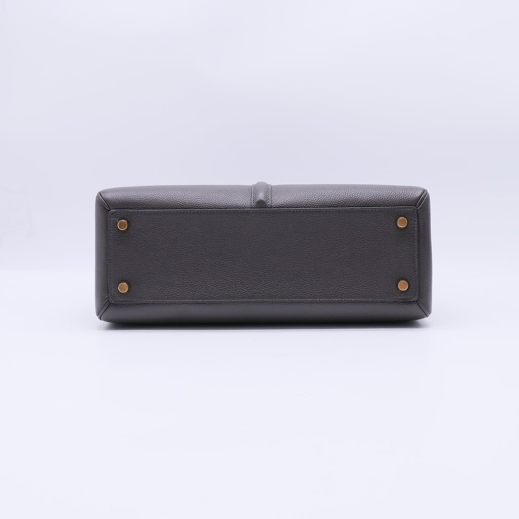 Grained Calfskin Medium 16 Top Handle Bag Grey B22221