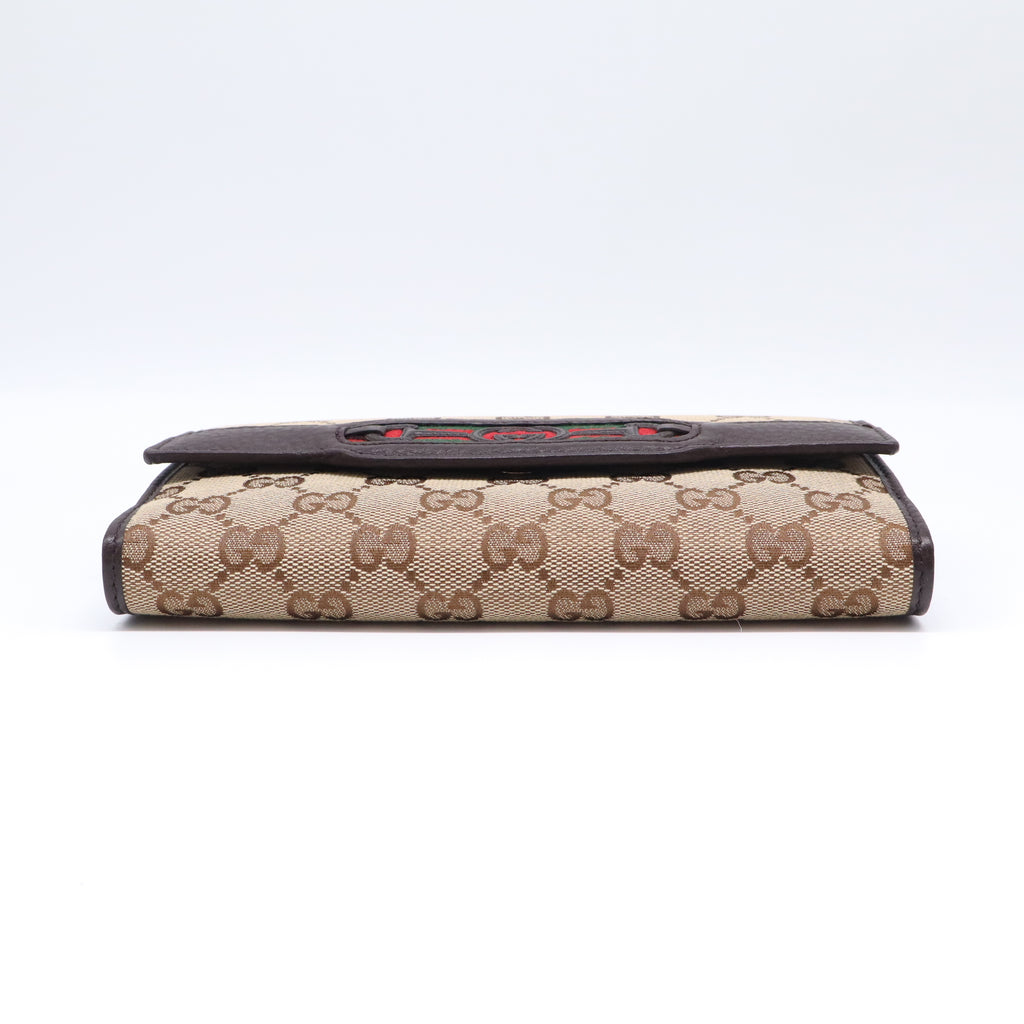 Gucci GG Canvas Vintage Web Horsebit Continental Flap Long Wallet W21639