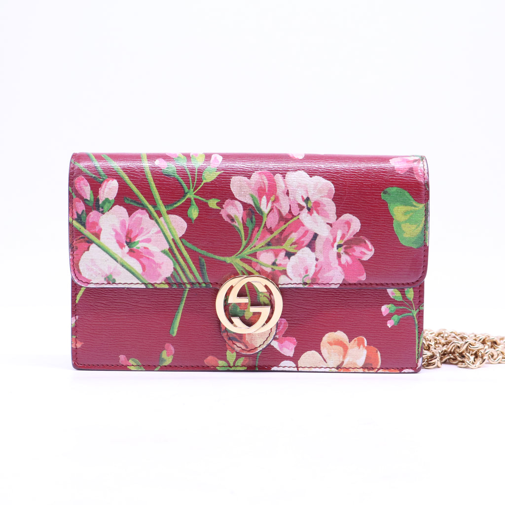 Icon Wallet on Chain Blooms Print Leather B20969