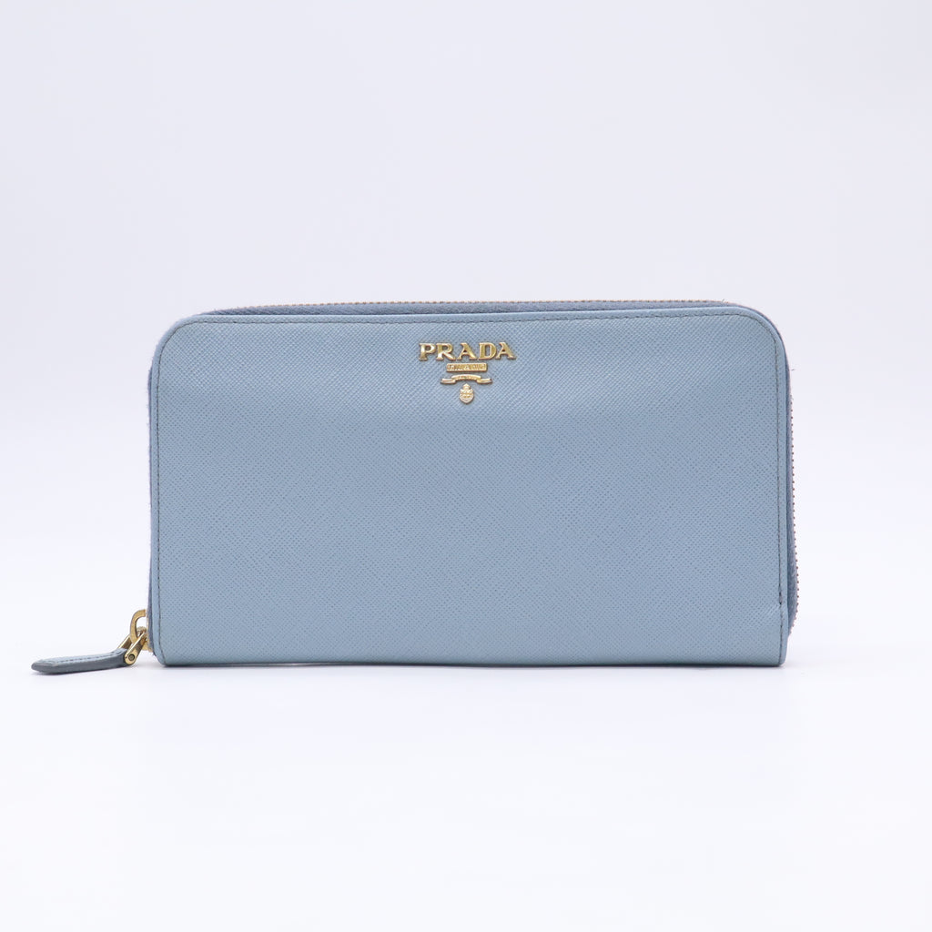 Blue leather long wallet W23122