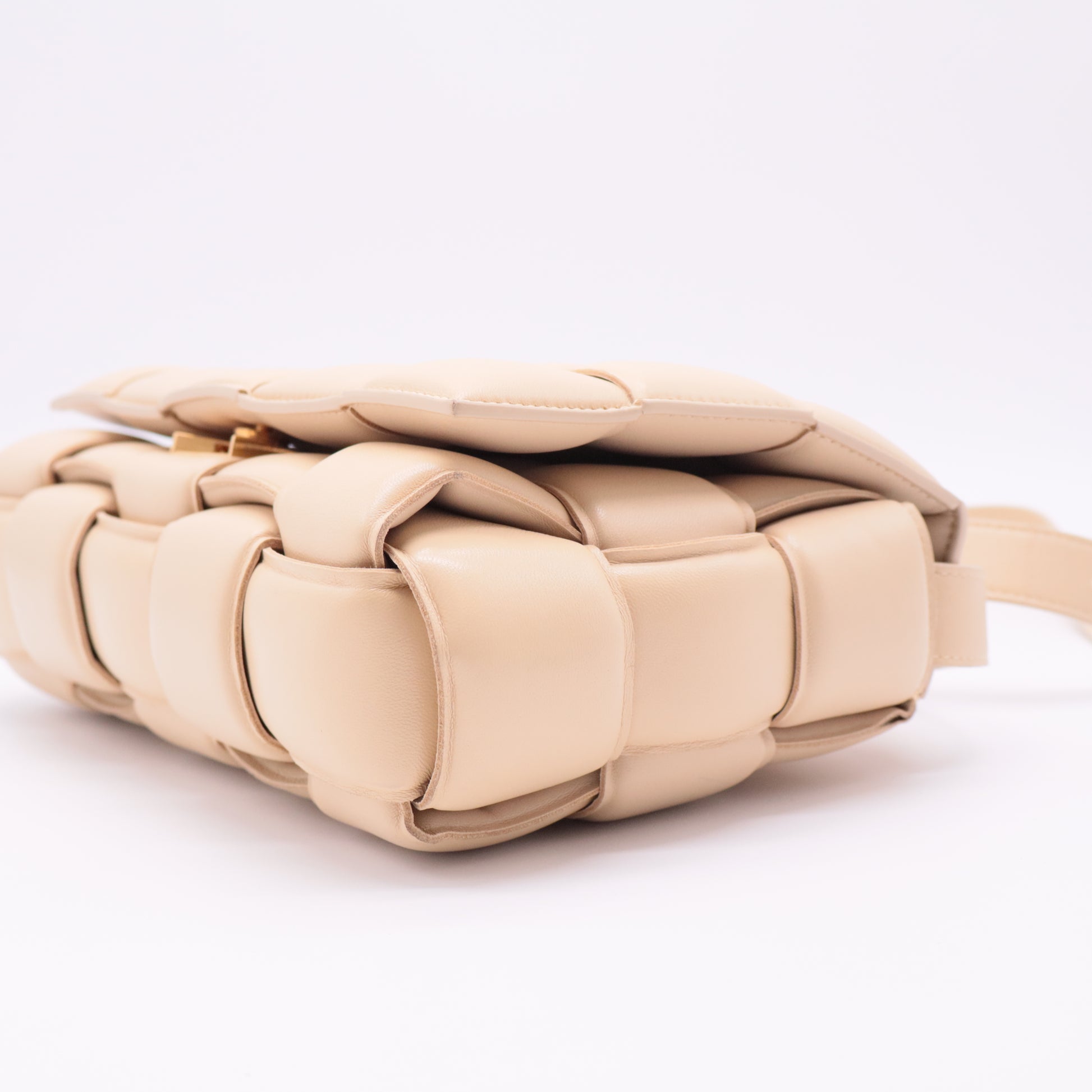 Padded Cassette Crossbody Bag Beige Leather twins