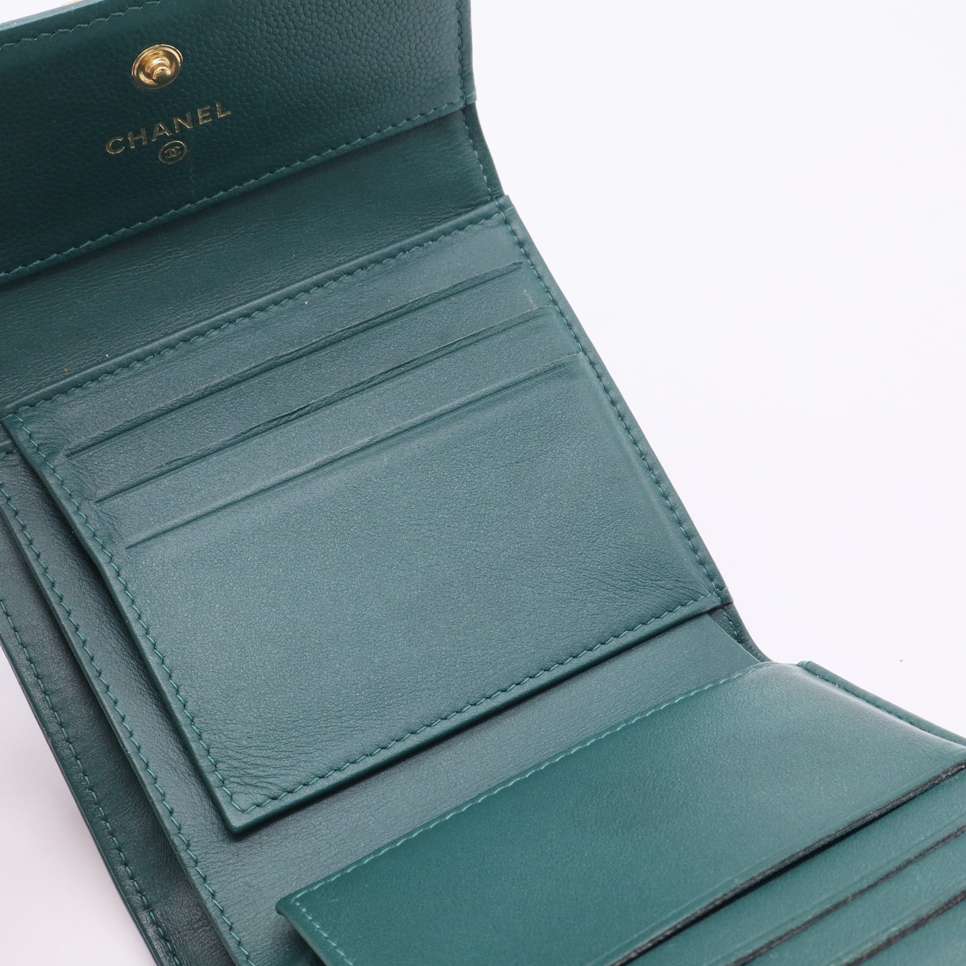 Chanel Boy Wallet with Gold Buckle, Green twins