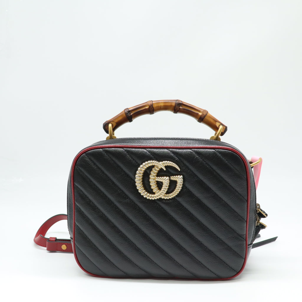 Marmont Torchon Bamboo Camera Bag Diagonal Quilted Leather Small twins LDJ4418