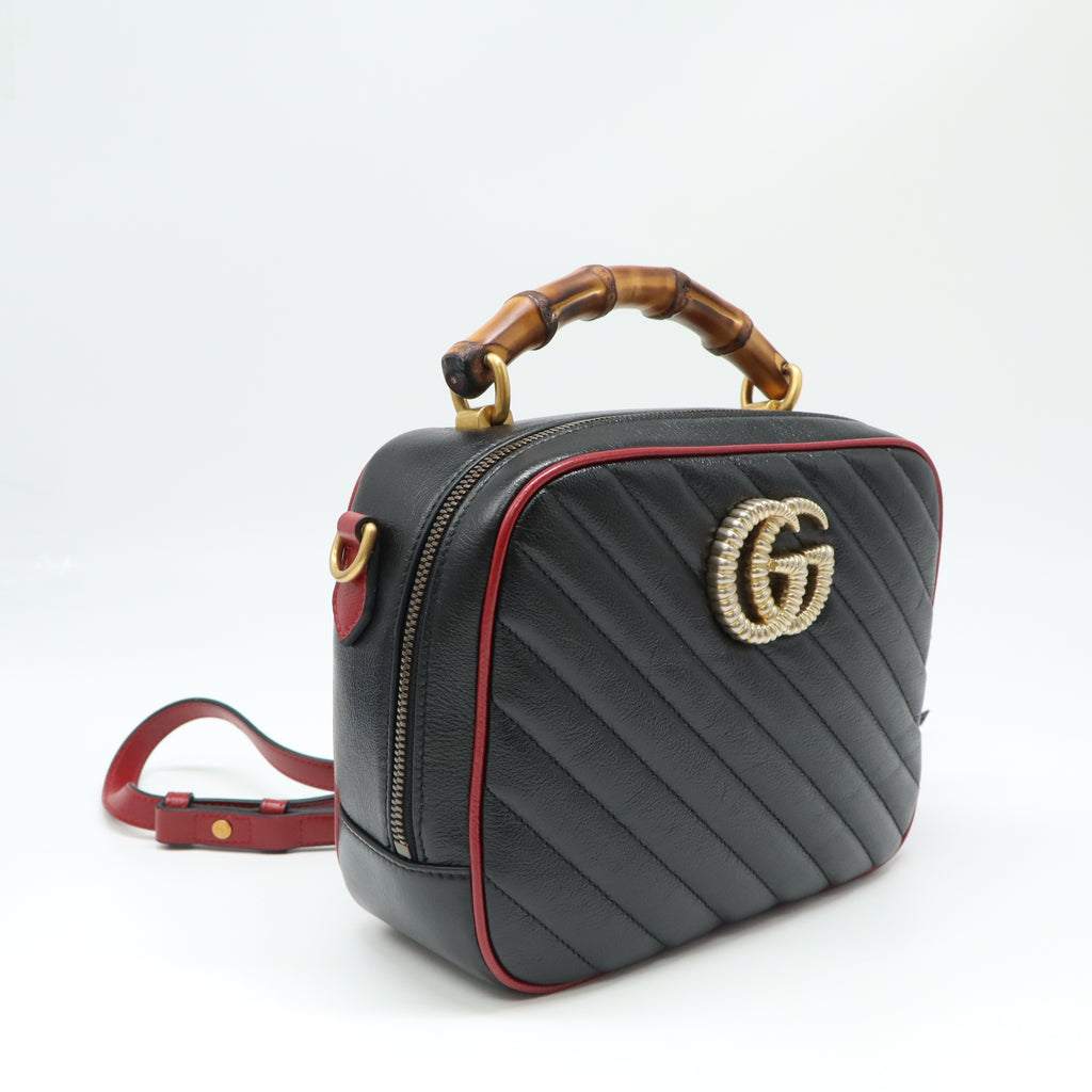 Marmont Torchon Bamboo Camera Bag Diagonal Quilted Leather Small twins LDJ4418