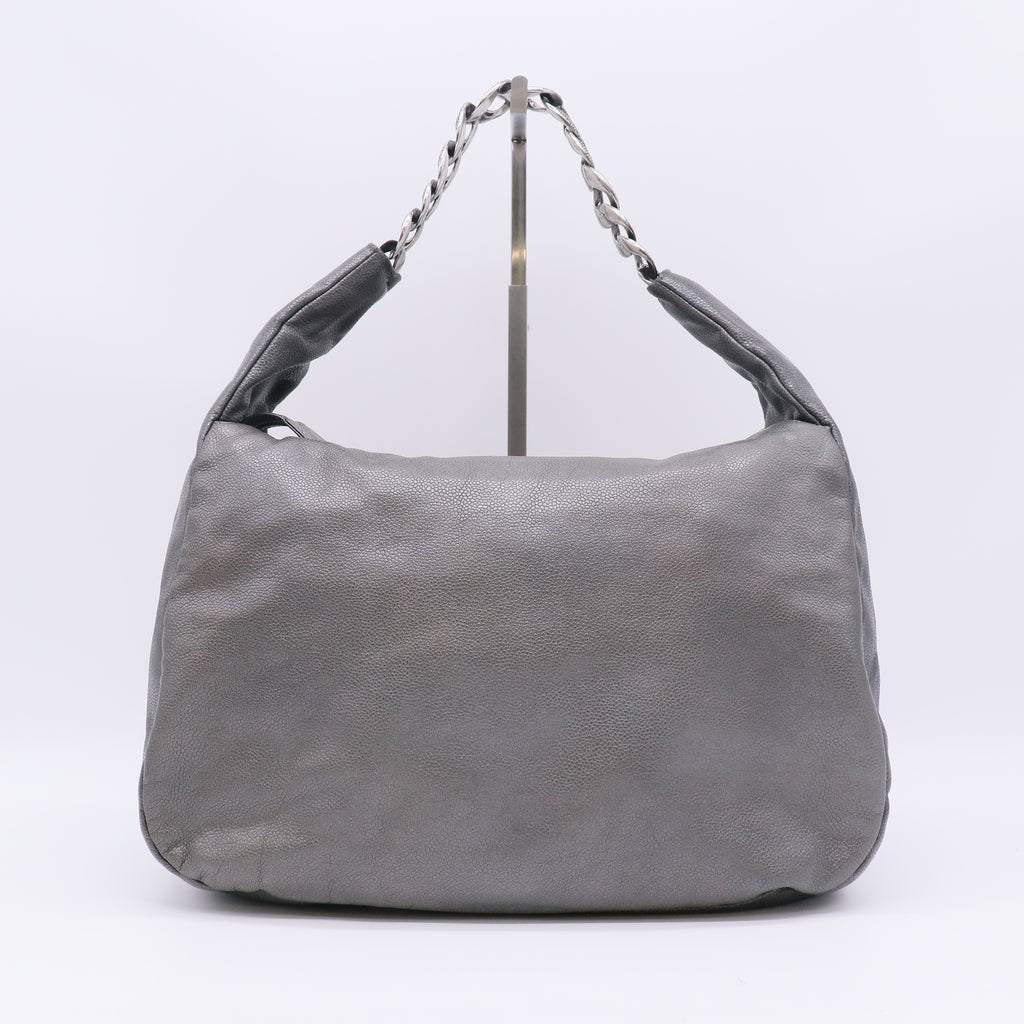 Pewter Glazed Caviar Leather Caviar 31 Small Hobo Bag B23435