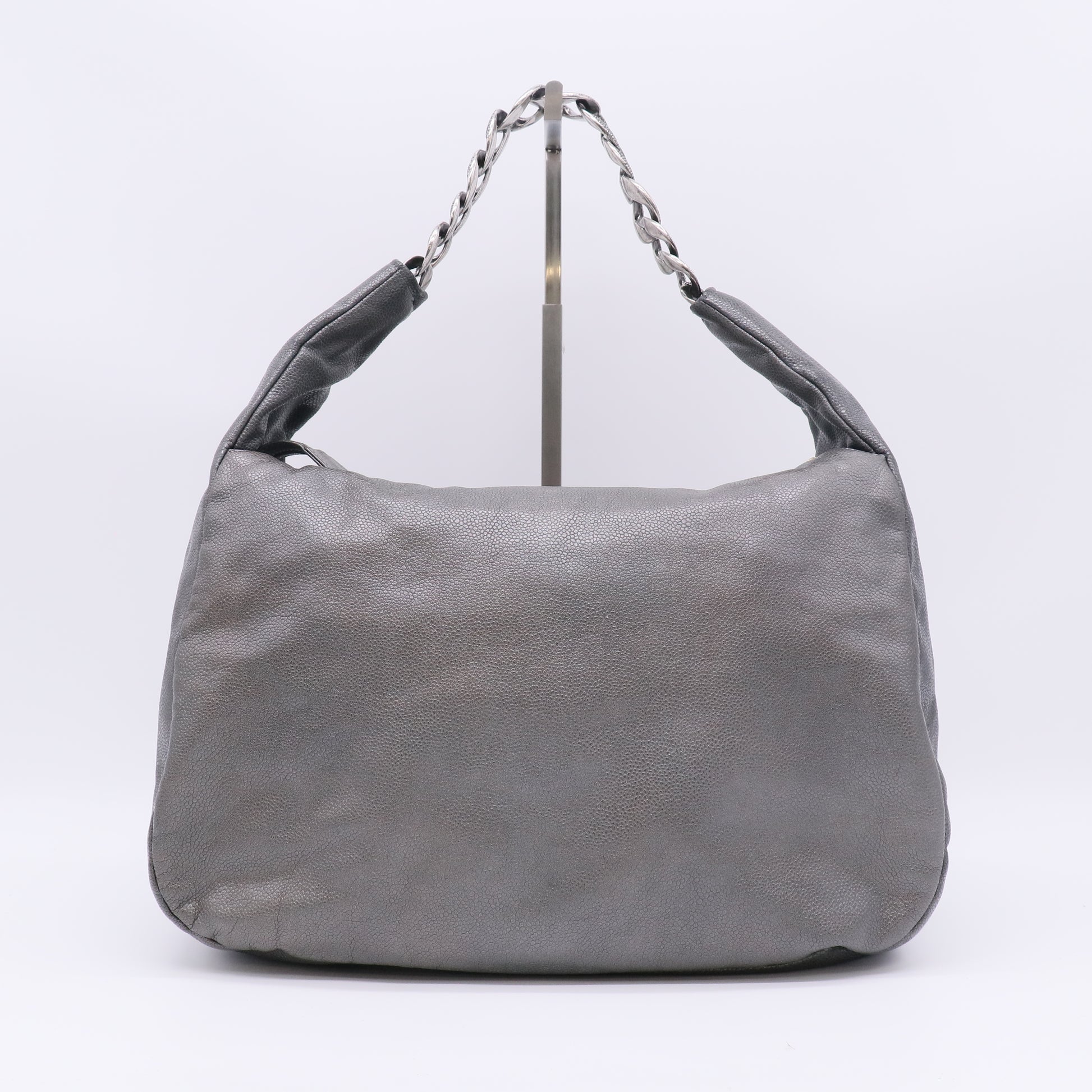 Pewter Glazed Caviar Leather Caviar 31 Small Hobo Bag B23435