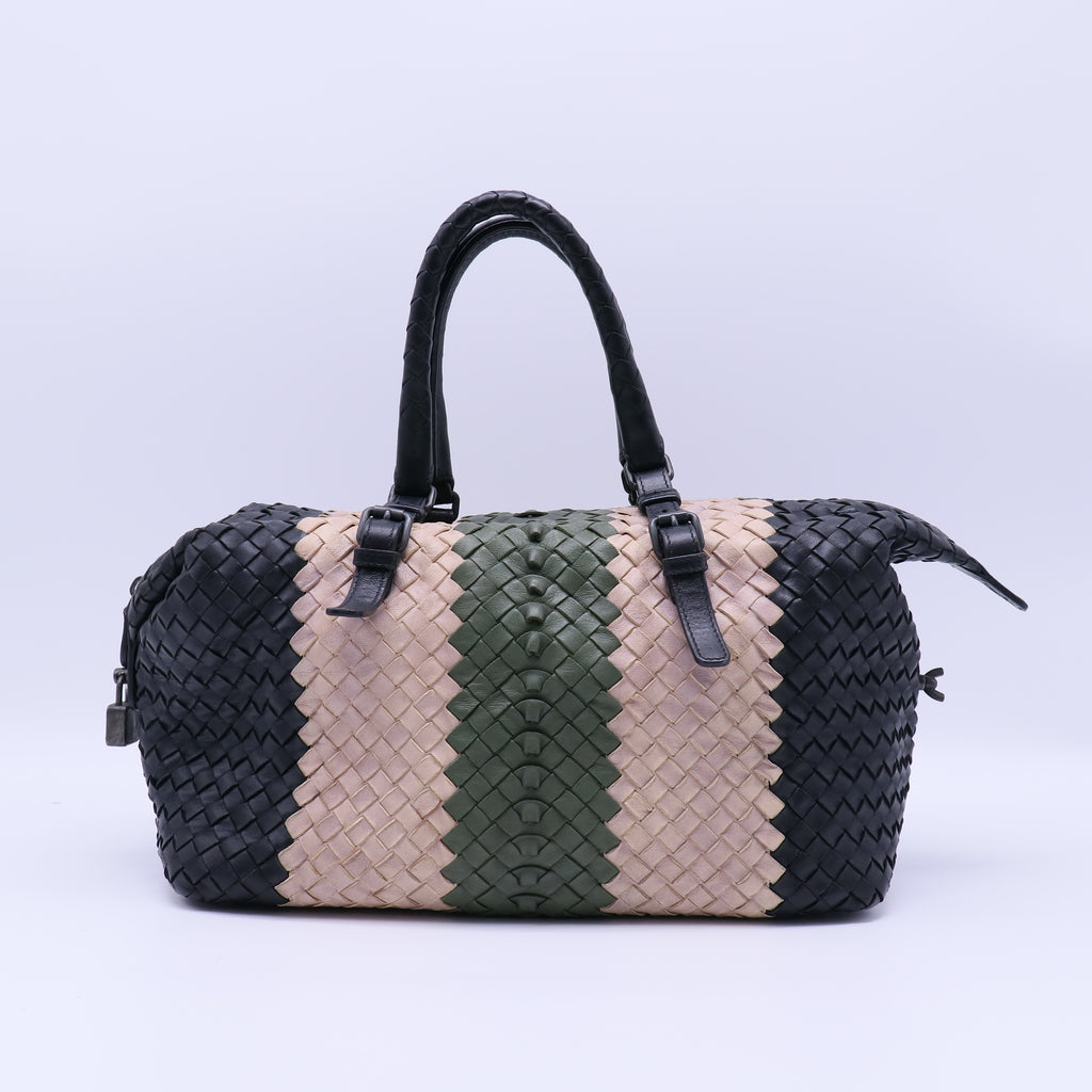 Bottega Veneta Tricolor Intrecciato Nappa Leather Montaigne / Boston Satchel Bag B22247