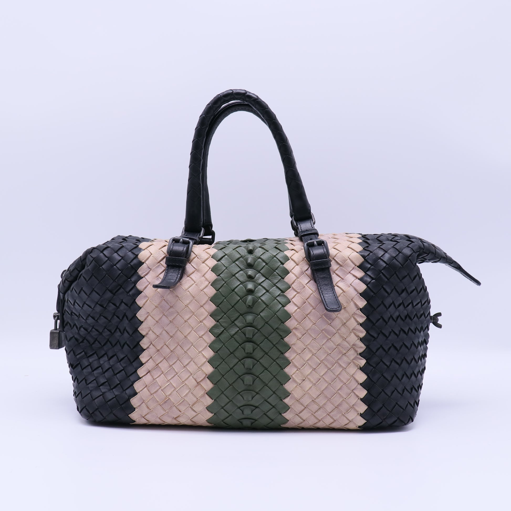 Bottega Veneta Tricolor Intrecciato Nappa Leather Montaigne / Boston Satchel Bag B22247