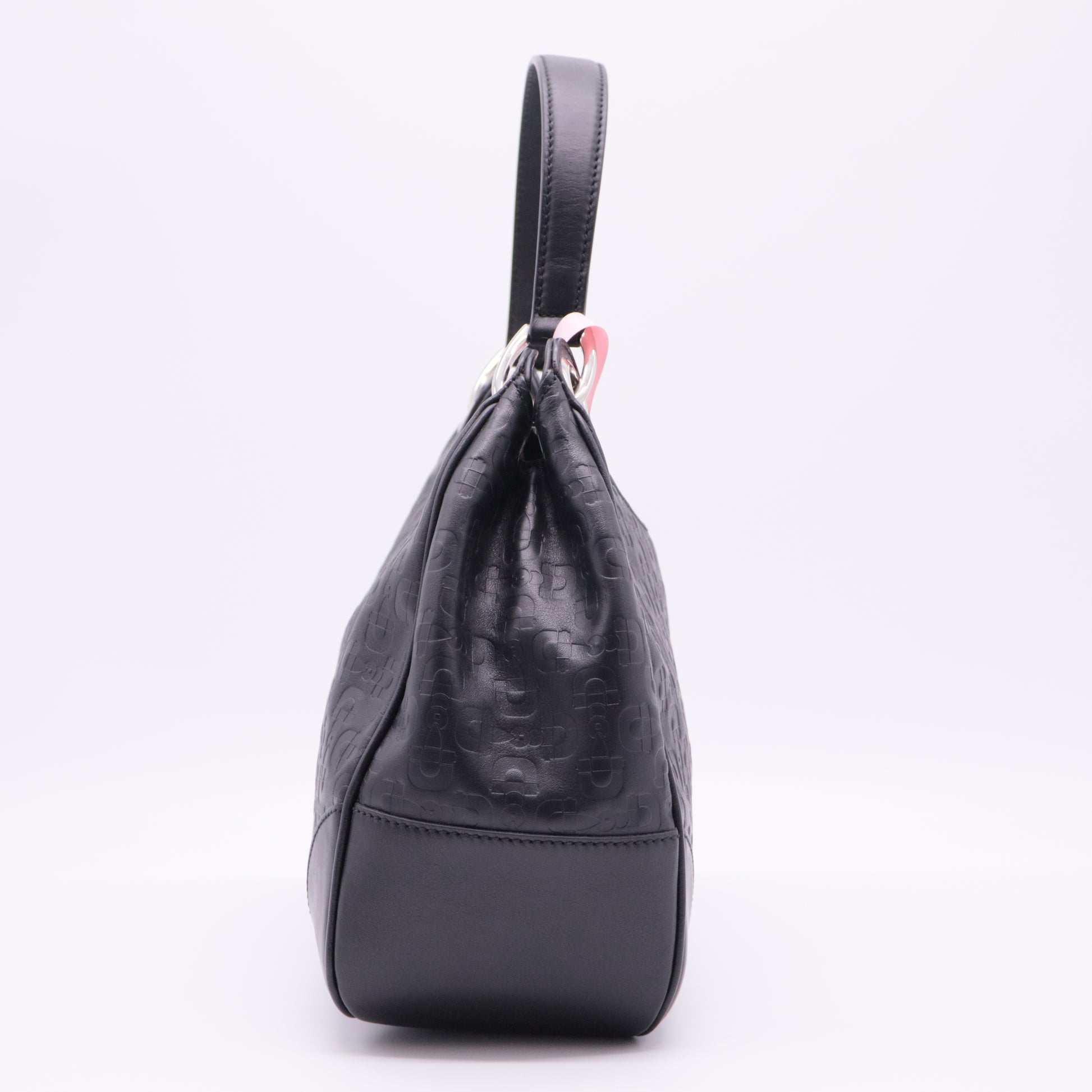Horsebit Embossed Leather Bag Black twins
