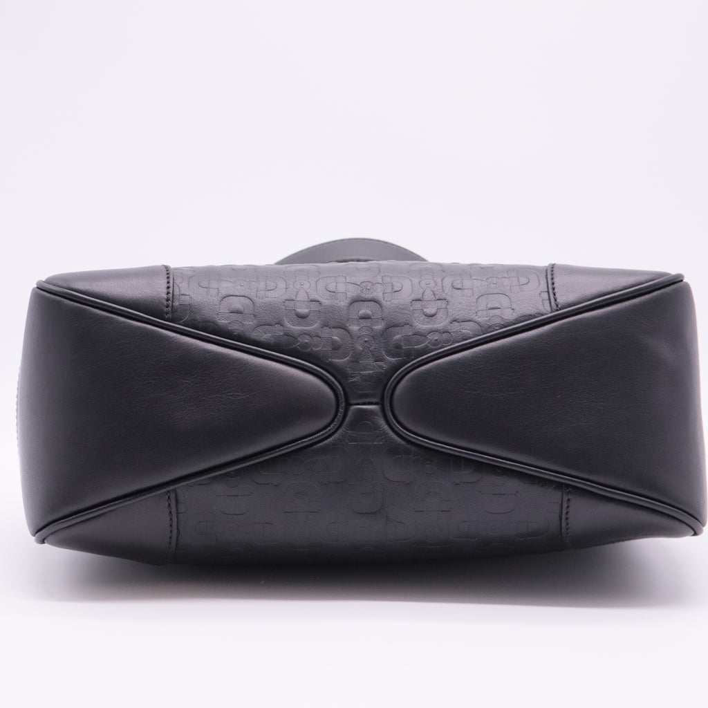 Horsebit Embossed Leather Bag Black twins