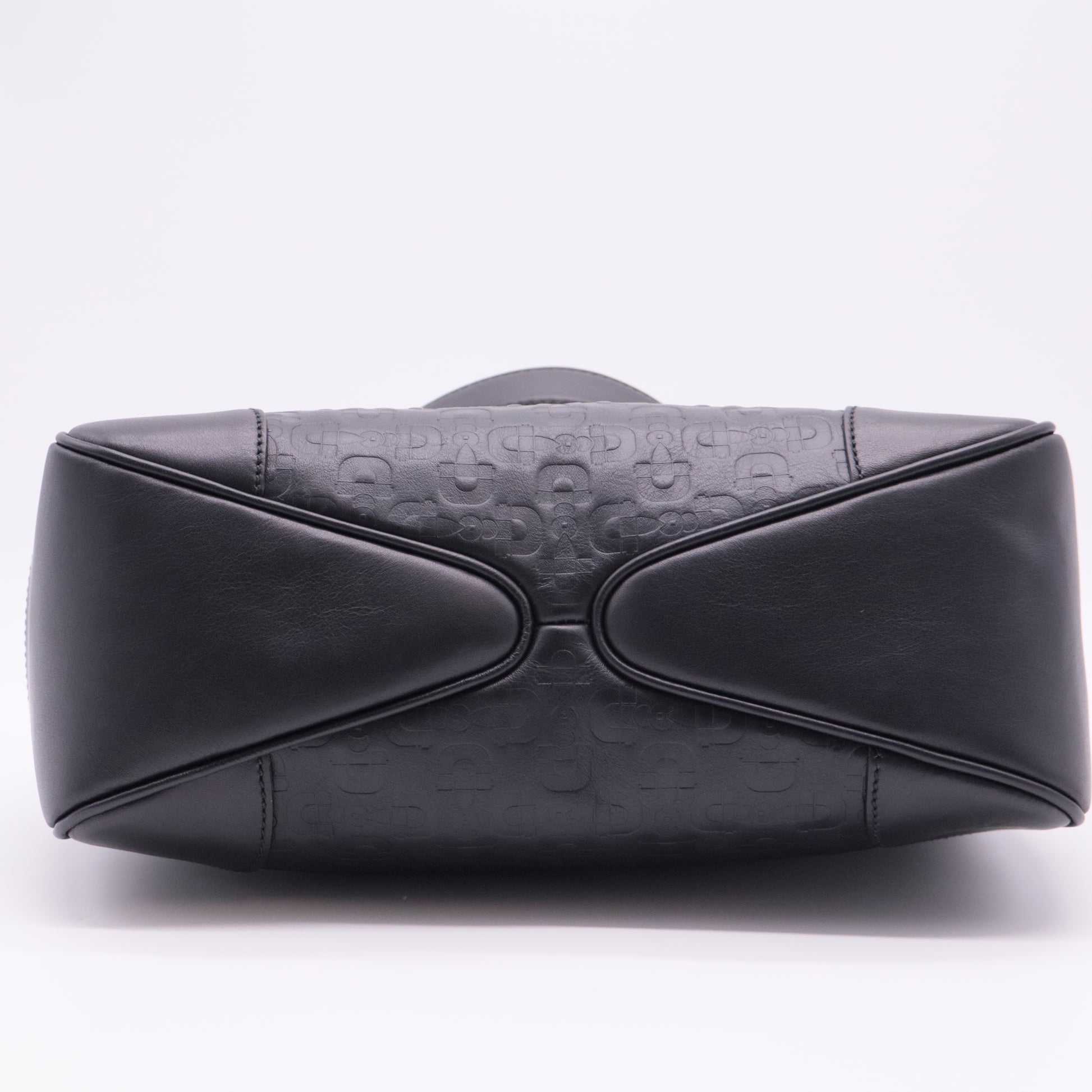 Horsebit Embossed Leather Bag Black twins