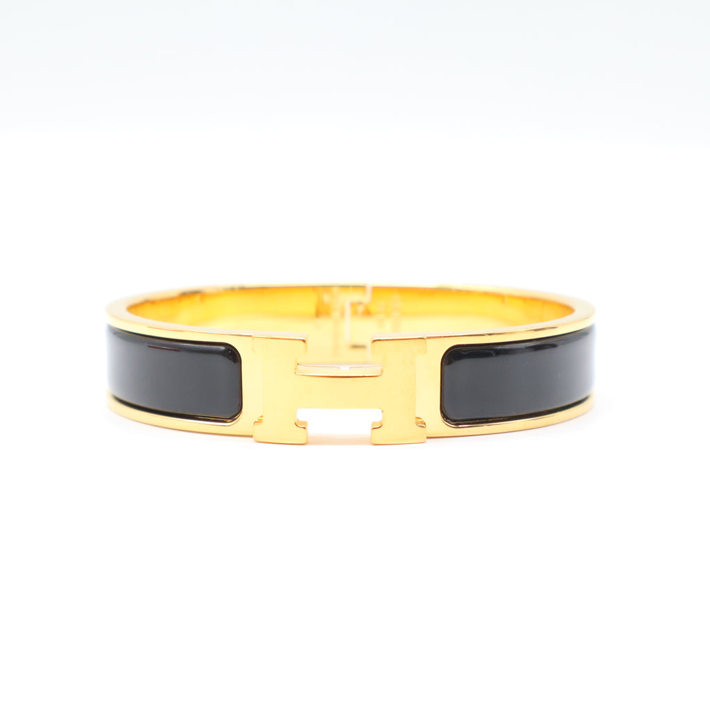 Enamel Narrow Clic Clac H Bracelet PM Black W21330