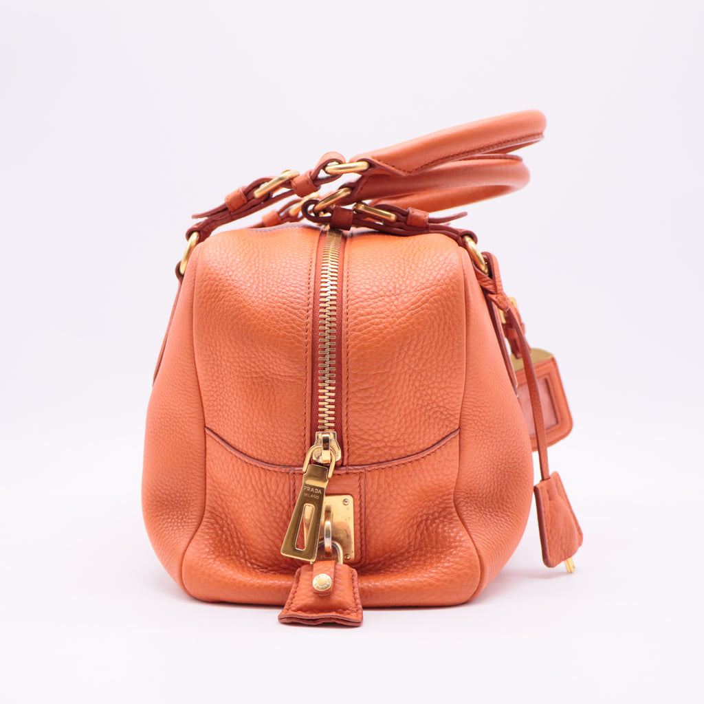 Vitello Daino Leather Bowler Bag twins