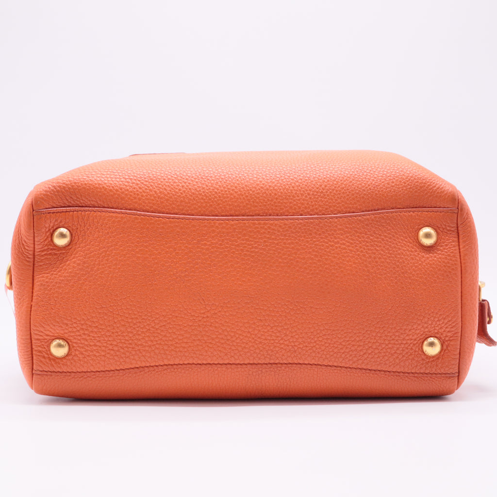 Vitello Daino Leather Bowler Bag twins