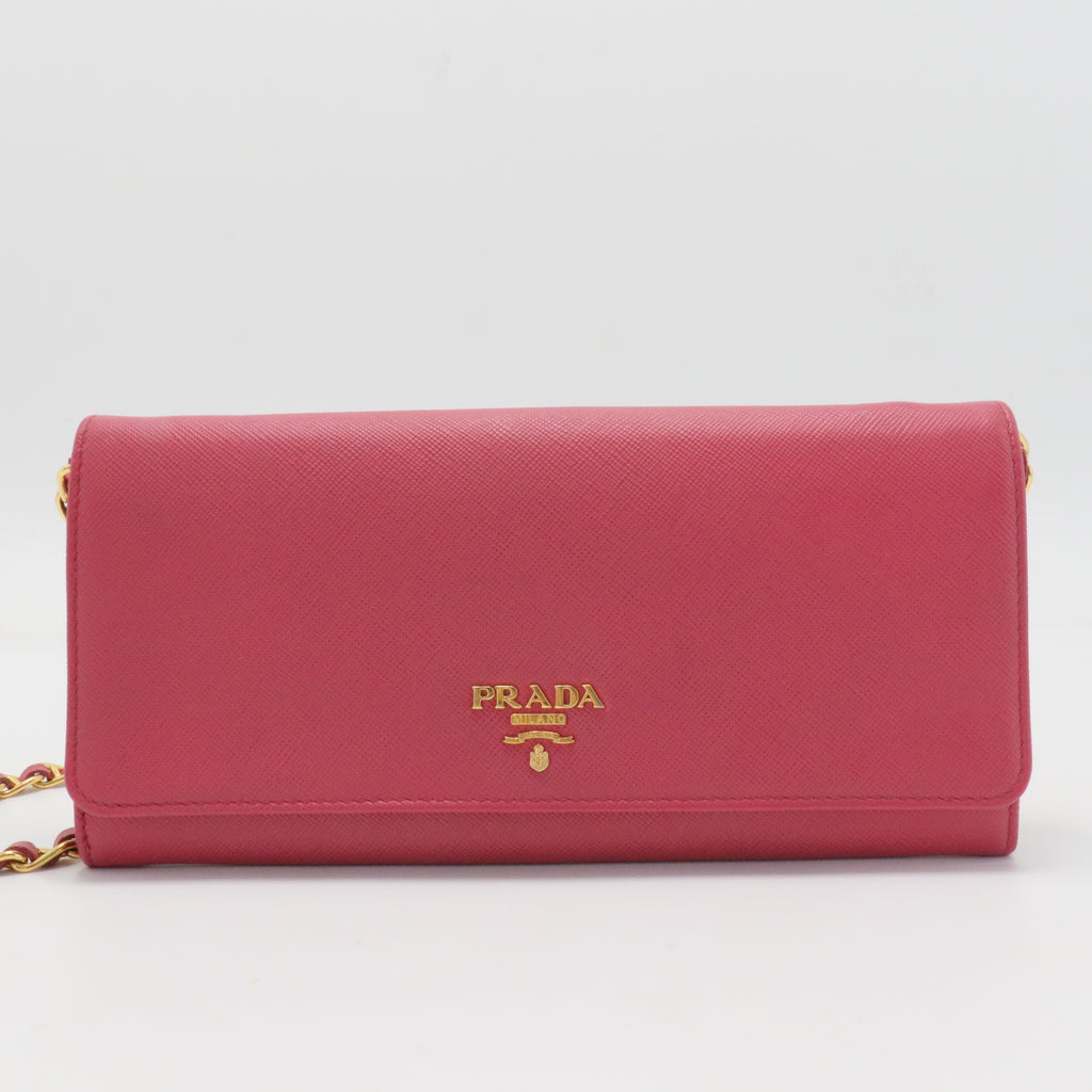 Saffiano Leather Long Wallet Rose Pink