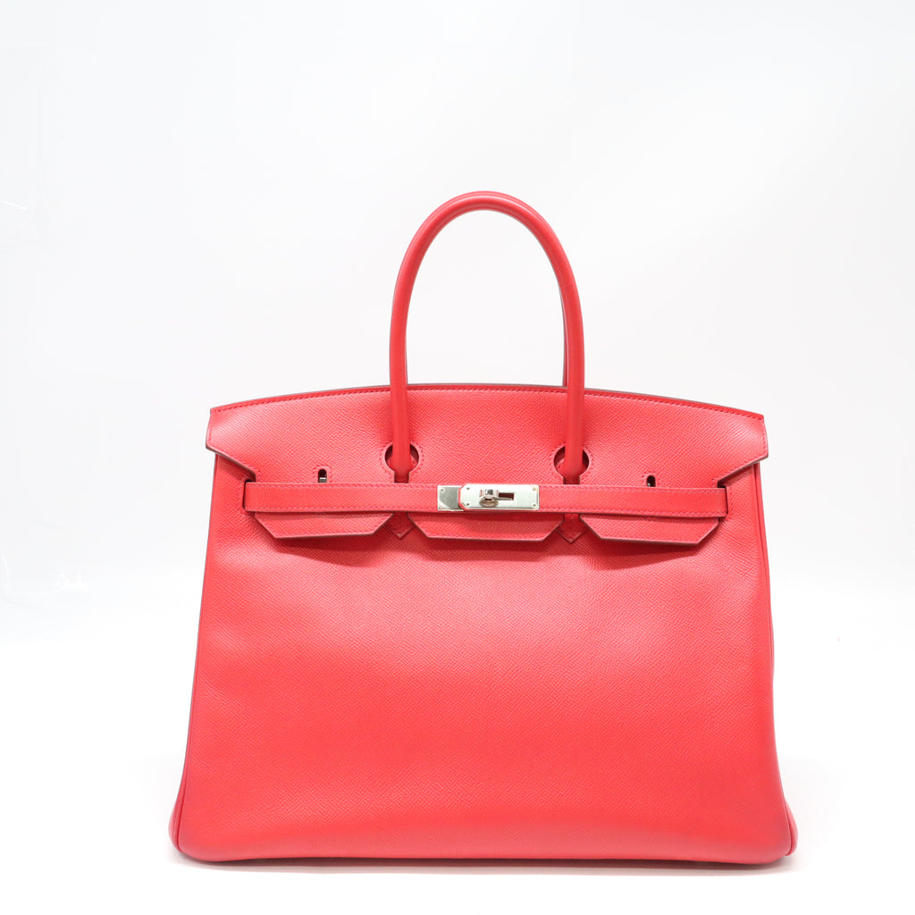 Birkin Handbag Red Togo with Palladium Hardware 35 twins LDJ4420