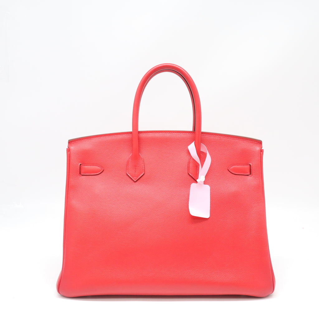 Birkin Handbag Red Togo with Palladium Hardware 35 twins LDJ4420
