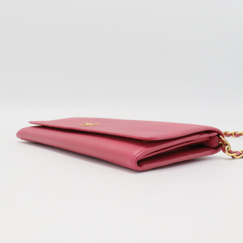 Saffiano Leather Long Wallet Rose Pink