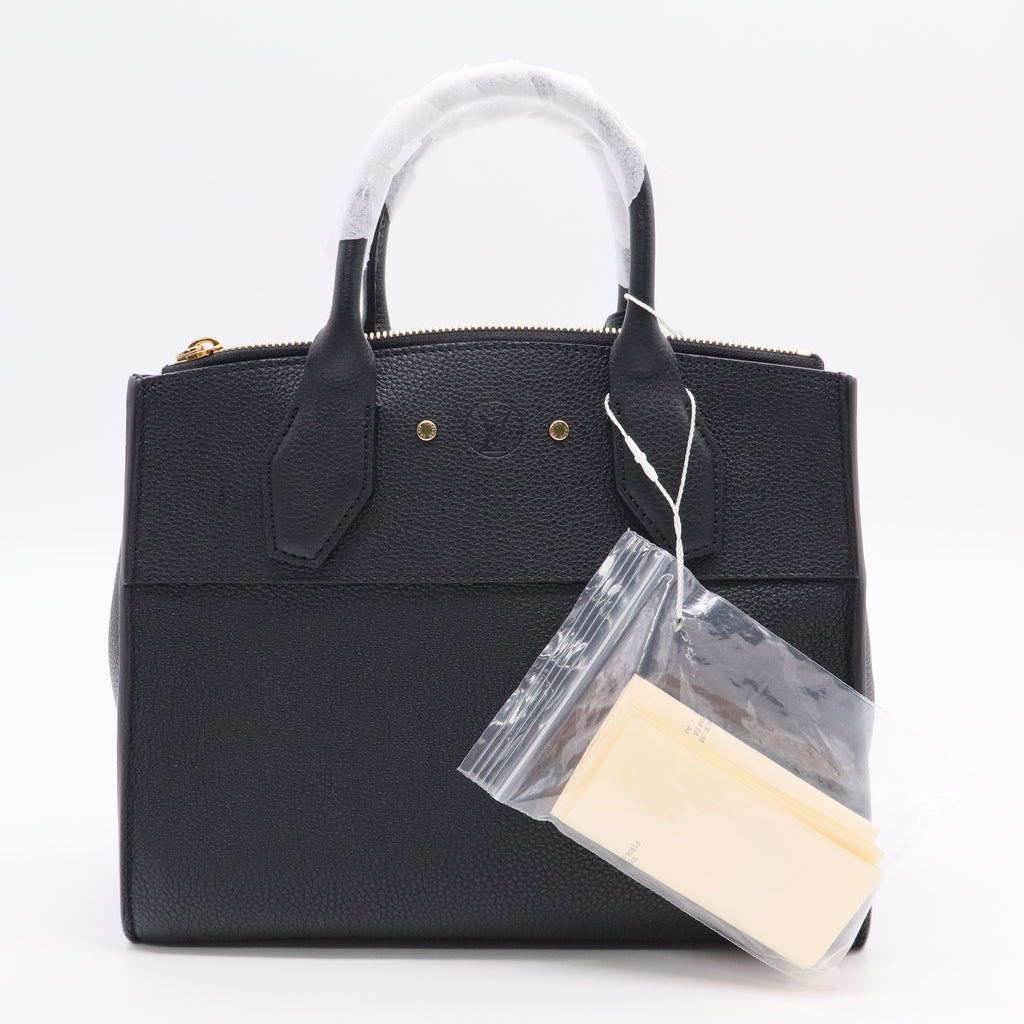 Louis Vuitton Black Pebbled Leather City Steamer MM Bag Twins LDJ3052